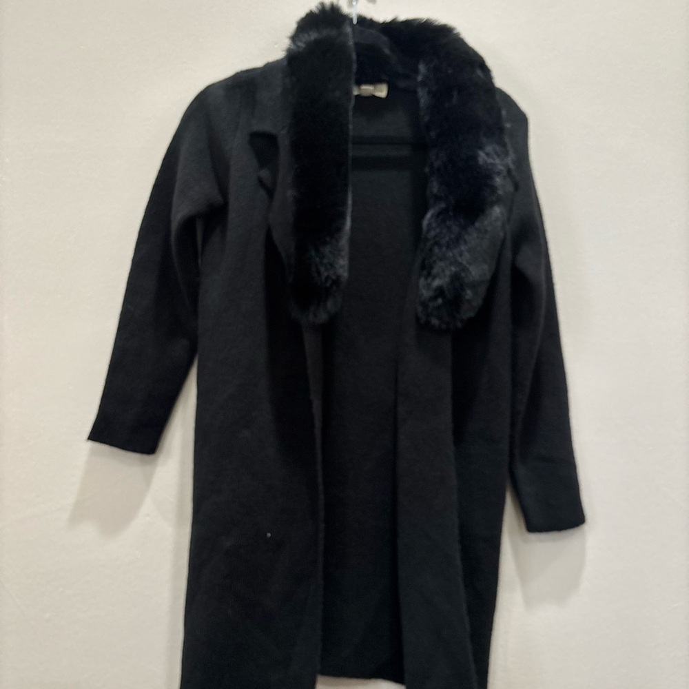 Indigo Rose Black Coat with Removable Faux Fur Collar